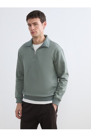 Lcw Vision Mavi Polo Yaka Yarım Fermuarlı Erkek Sweatshirt