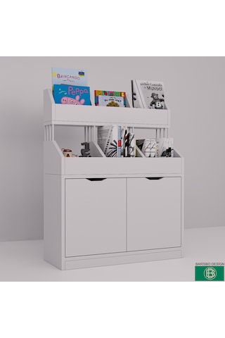 Kitaplık & Çok Amaçlı Oyuncak Dolabı Depolama Alanlı