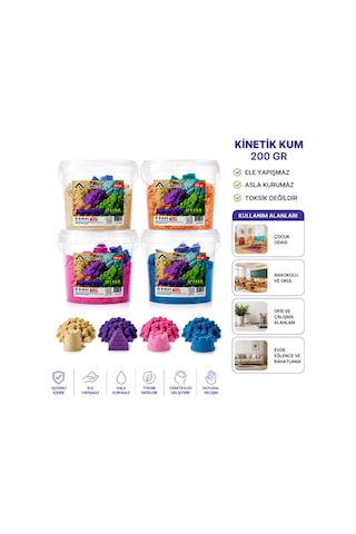 Kinetik Kum - 200 Gr - Ele Yapışmaz - 2 Plastik Kalıp Hediyeli - Sağlığa Uygun