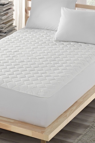 Mona Verde Sessiz Pamuklu Alez Yatak Koruyucu Kapitoneli Fitted Tek Çift Kişilik Bebek Alezi MNVPFK00 Beyaz