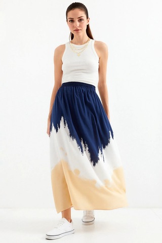 Hiccup Bdart Elastik Bel Detaylı Gradient Maxi Etek Lacivert