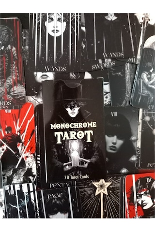 English Tarot 78 Cards İngilizce Tarot Kartı - Monochrome Tarot
