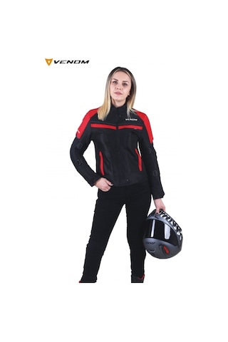 Venom Ceket Dynamıc Pro Kadın Kırmızı Motosiklet Ceket