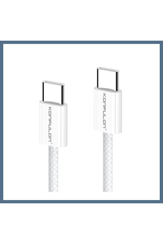 Buradabulabilirsin Konfulon Dc130 2m 60w Type-c To Type-c Örgülü Hızlı Şarj Kablosu - Beyaz Bbz