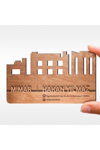 Kişiye Özel Mesleki Mimar Ahşap Kartvizit (Model 1-2) 50 Adet