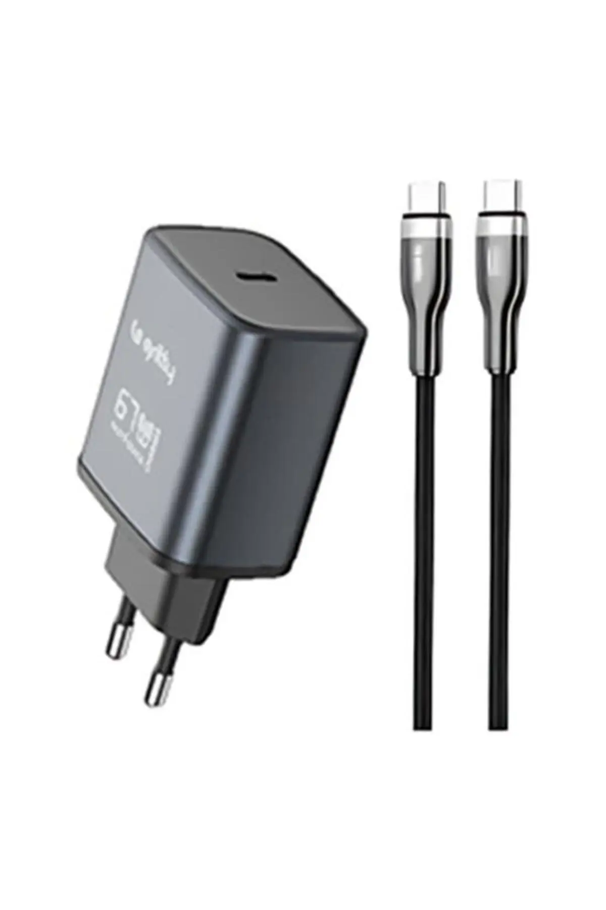 Gan 67w Notebook Şarjlı Usb-c Hızlı Şarj Aleti+type-c To Type-c Şarj Kablosu 100cm Siyah