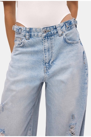 it's basic Kadın Ice Lotus 12s6-3 Süper Baggy Fit Denim Jean Ice Kot