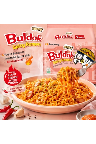 Samyang Buldak Rose Hot Chicken Flavor Ramen 5li Paket