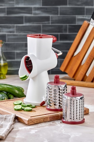 Cooker Paslanmaz Çelik Çevirmeli Rende Kollu Sebze Doğrayıcı Ckr3380-kırmızı Kırmızı