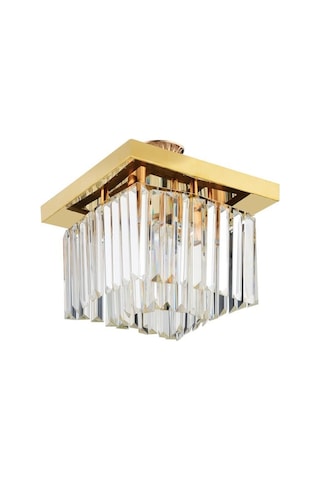 İstanbul Avize Yasemin 30 Cm Kare Gold Kristal Taşlı Avize Altın