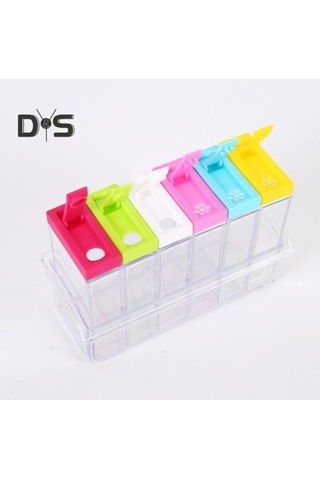 Createtech 6 Adet/takım Baharat Kutusu Tepsi Çeşni Depolama Plastik Nem Geçirmez Tuz Kavanozu Kırmızı Renk Ev Dekorasyonu Diğer