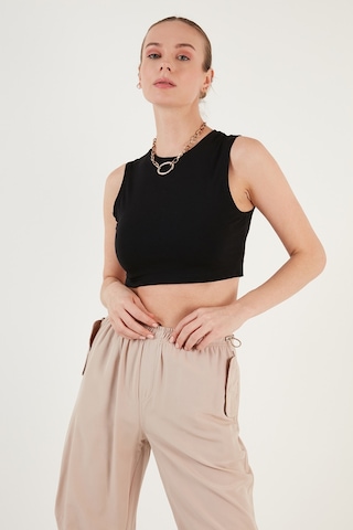 Lela Pamuklu Bisiklet Yaka Dar Kesim Crop Bayan Atlet 5865259 Siyah