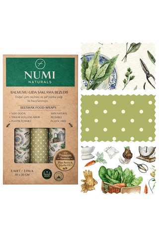 Balmumu Gıda Saklama Bezleri Premium 3 Lü Set 30 30 Cm - Heirloom Garden Serisi Çok Renkli