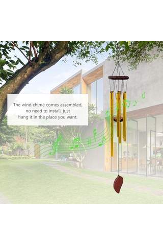 Ranyeek Alüminyum Ve Ahşap Konstrüksiyonlu 6 Borulu Rüzgar Çanı - Altın/gümüş Seçenekli Dekoratif Ses Aleti