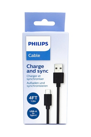 Philips Dlc3541a/00 Usb-a To Usb-c, 45w, Hızlı Şarj Kablosu, 1.2 Metre, Siyah