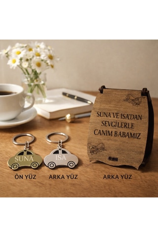 Canım Babam Çelik Araba Model Anahtarlık Kişiye Özel İki Taraflı İsim Yazilabilen No 30014