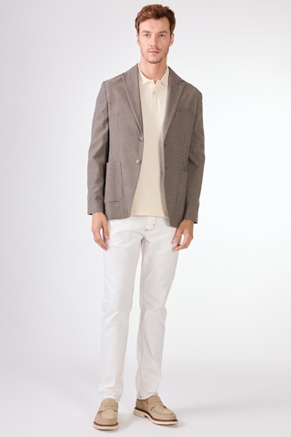 Dufy Kahverengi Erkek Slim Fit Ekose Desenli Mono Yaka Ceket - 95400 Kahverengi