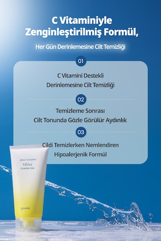 Cilde Aydınlık Görünüm Sunan Temizleme Köpüğü Goodal Green Tangerine Vita C Cleansing Foam
