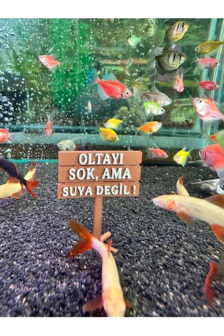 Akvaryum Tabela Dekoru Oltayı Sok Ama Suya Değil 6x5 Cm Suya Batan Model Tbl-65-slogan, One Size