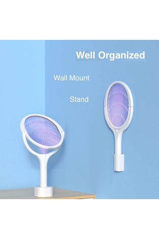 Ruicoo Usb Şarjlı Elektrikli Sinek Raketi - 3500v Güçlü, 90 Derece Dönebilir, Işık Destekli, Taşınabilir Sinek Öldürücü