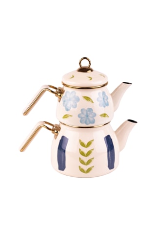 Bloom Emaye Çaydanlık El Yakmayan Kulplu Krem