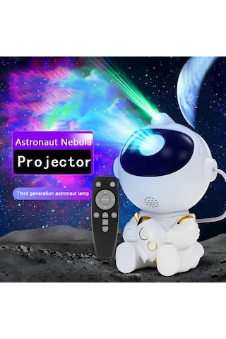 Honeybeeshop Beyaz Yükseltilmis Galaksi Projeksiyon Gece Lambasi Uzay Roketi Astronot Yildizli Projektör Kumandali Ev Dekorasyon Yatak Odasi Noel Dogum Gunu Beyaz