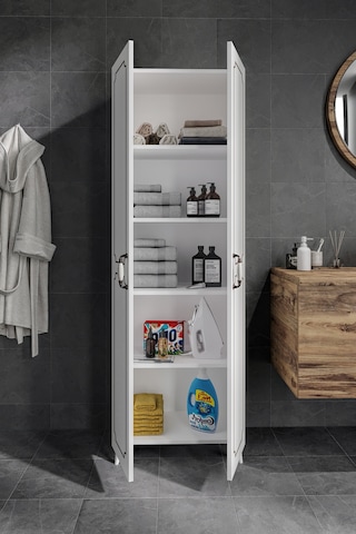 2 Kapaklı 5 Bölmeli Geniş Çok Amaçlı Banyo Dolabı - Tamamı 1. Kal Beyaz