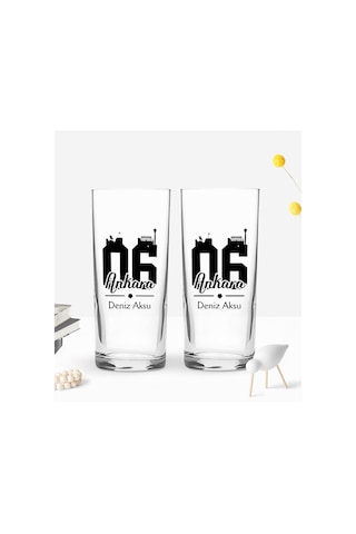 Bk Gift Kişiye Özel İsimli Dtf Ankara Plaka Şehir Tasarımlı İkili Rakı Bardağı Seti, Arkadaşa Hediye, Sevgiliye Hediye Kobitmeyencom30260 Bk Gift