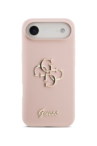 Apple Uyumlu iPhone 17 Air Kılıf Guess Lisanslı Grained Yazı Logolu Kapak Pembe