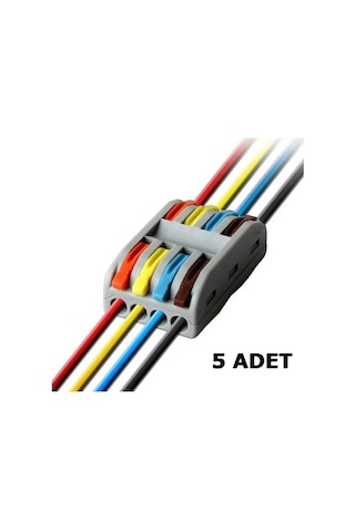 Hızlı Kablo Ekleme Birleştirme Aparatı 4 Dörtlü Klemens - 5 Adet