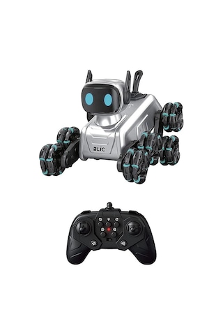 Exenar - Akıllı Aı Robot Köpek Kumandalı Ses Kontrollü Akrobatik Hareketli Işık Sesli Efektli Şarjlı Oyuncak Siyah