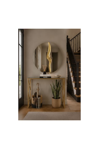 Familieconcept Melisa Serisi Luminous Aynalı Dresuar Takımı - Gold Boyalı, 4mm Temperli Füme Camlı 100x30x80 Cm Altın
