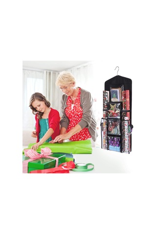 Qingmipy Gbrand Çift Taraflı Asma Hediyelik Paket Kağıdı Saklama Çantası, Siyah, Pratik Organizasyon Diğer