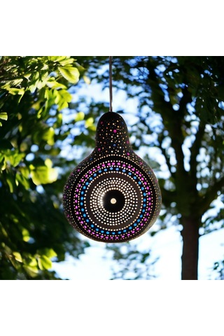 Halka Desenli Su Kabağı Bahçe Dekorasyon Lambası