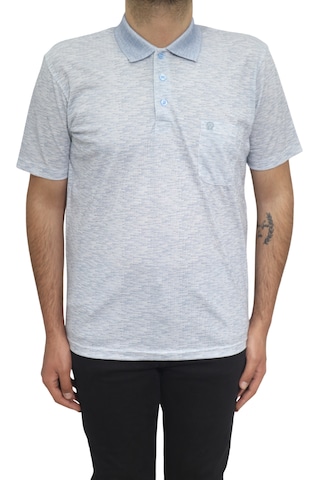 Santa Dmctekstil Erkek Kendinden Desenli Klasik Rahat Kalıp Tek Cepli Polo Yakalı T-shirt Mavi