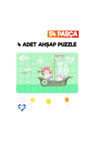Ahşap 54 Parça 4 Adet Çocuk Puzzle-4