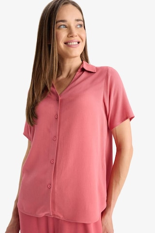 Defacto Regular Fit Kaçık Yaka Krinkıl Viskon Kısa Kollu Gömlek F5835ax25smbr275 Bordo