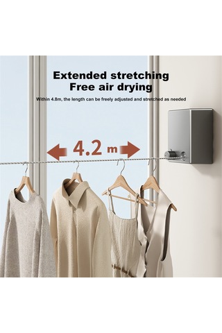 Xiaaokeji Geri Çekilebilir Çamaşır İpi - Alüminyum Alaşımlı Çekmeli Kurutma İpi Siyah