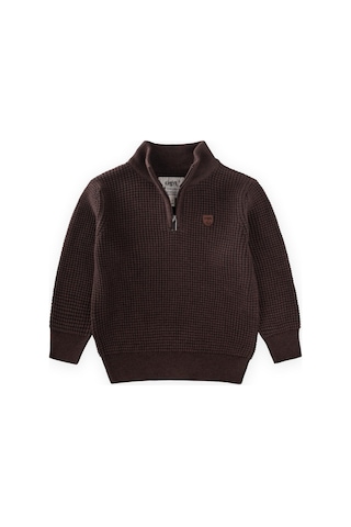 Selanik Triko Fermuarlı Kazak 2-11 Yaş Kahve Kahve