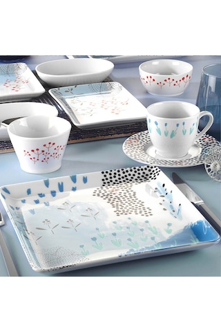 Kütahya Porselen Tan Kahvaltı Takımı 32 Parça Çok Renkli