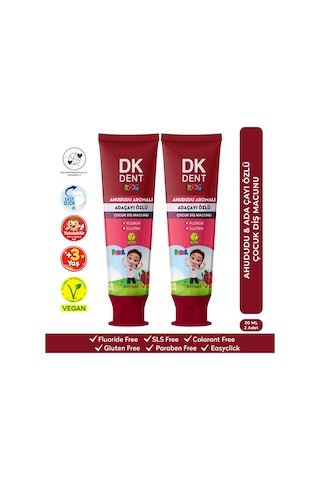 Dkdent Ahududu Aromalı Florürsüz Vegan Çocuk Diş Macunu - Pırıl 50 Ml X 2 Adet Çürük Önleyici