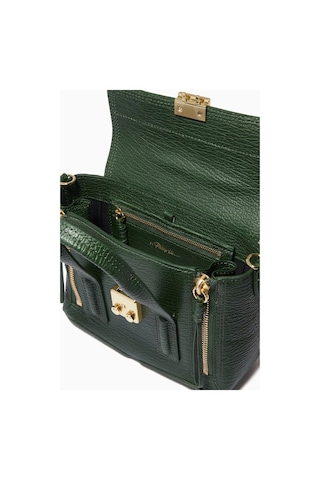 3.1 Phillip Lim Pashli Mini Yeşil Çanta Shark Deri Dokulu, Metal Detaylı Ve Çapraz Askılı El Çantası