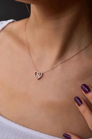 925 Ayar Gümüş Rose Kaplama Aşkın Harfi S Kalp Kolye