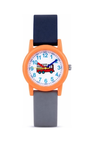 İtfaiye Arabası Desenli Turuncu Kız Erkek Çocuk Kol Saati Analog Saat St-304415 Beyaz