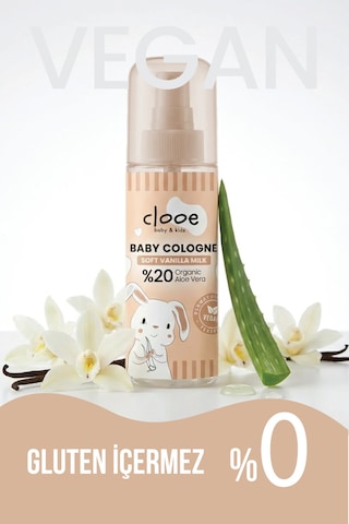 Hassas Ciltlere Özel Organik Aloe Vera Özlü Süt ve Vanilya Kokulu Soft Vanilla Milk Bebek Kolonyası 2'li