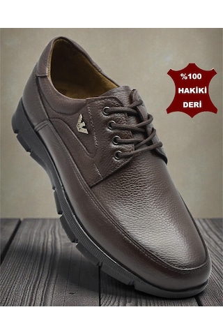 Ispartalılar 301 Ortopedik Topuk Masajlı Hakiki Deri Erkek Ayakkabı Kışlık Erkek Deri Ayakkabı Bağcıklı Kahverengi