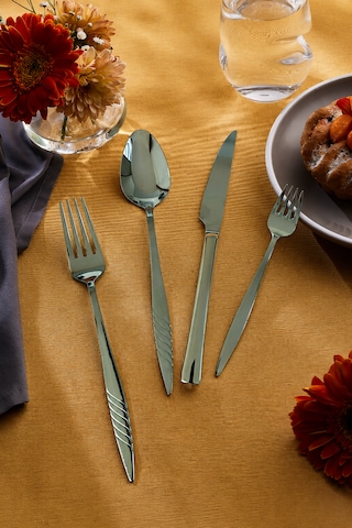 Salkım 24 Vibe Steel Parça 6 Kişilik Çelik & Kutulu Çatal & Kaşık & Bıçak Takımı Beyaz - Gümüş