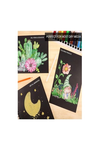 Telli Eskiz Defteri Siyah A4 1 Adet Spiralli Siyah Eskiz Defteri 150 Gr 40 Yaprak Grafit Yağlı Pastel Jel Mürekkep Ka