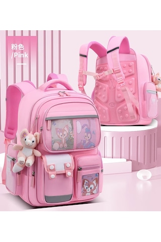 2025 Yeni Çocuk Okul Çantası Pembe Büyük Boy