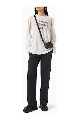 Acne Studios 1996 Logo Baskılı Tişört - Pamuk Karışımı - Oversize Kesim & Yıpranmış Detaylar Beyaz